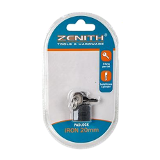Zenith 20mm Iron Padlock, with 3 Keys